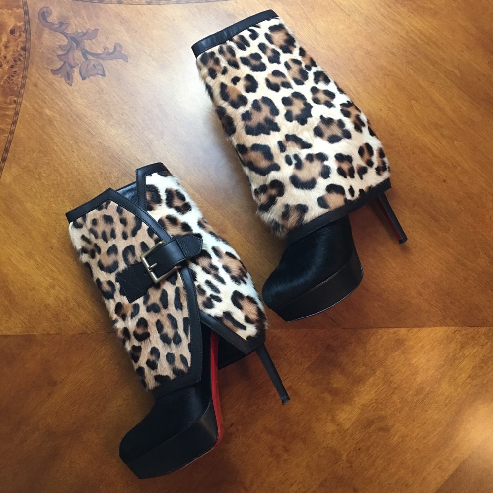 Christian Louboutin Leopard Convertible Heel Boots